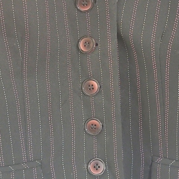 Sag Harbor Suit Jacket 5 Button Pinstripe Black / Pink / White 14 Vtg - Picture 8 of 11